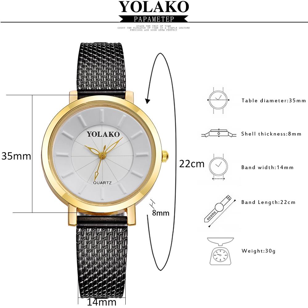 YOLAKO YK19 Women Casual Quartz Watch Plastic Leather Strap - Rose
