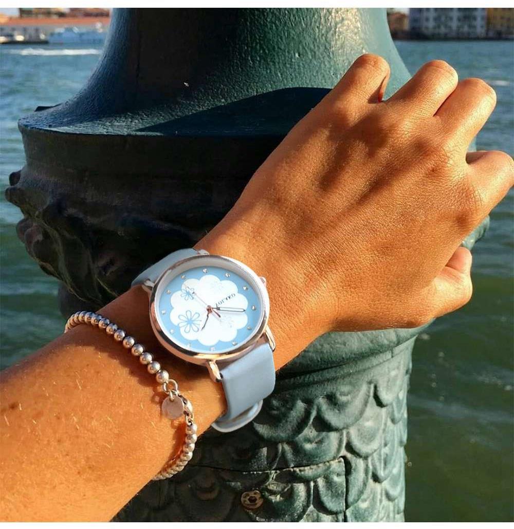 YOLAKO YK37 Women Quartz Watch PU Leather Strap Fashion Casual Watches - Light Blue