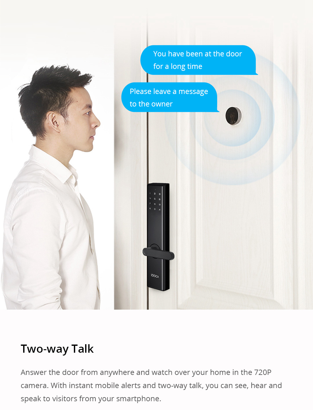 Xiaomi LOOCK CatY LSC-Y01 Smart Video Doorbell Face Recognition Human Sensing Mobile Alerts Two-way Talk  - Gray