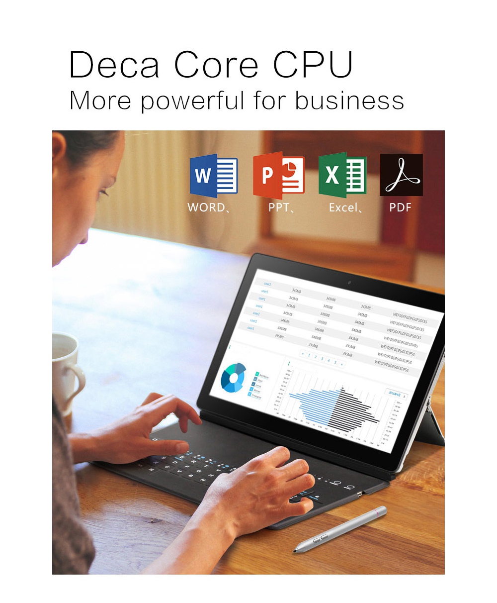 VOYO i8 Max 4G 10.1 Inch Tablet PC (Silver) + Original Bluetooth Keyboard (Black) + Original Stylus Pen (Silver)