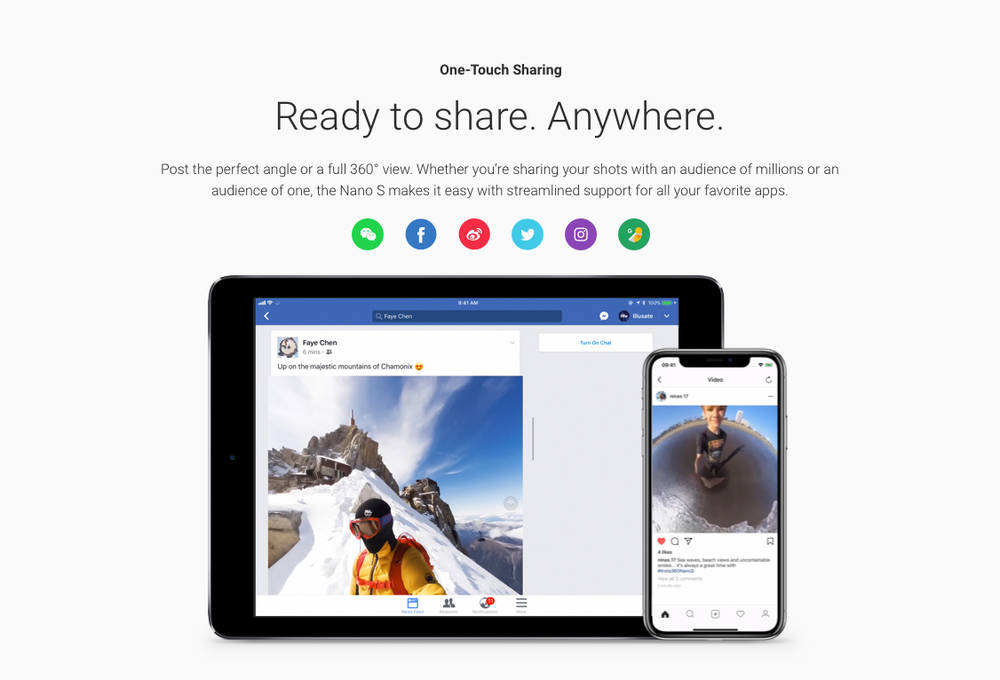 Insta360 Nano S 4K Video 20 Megapixel Photos 360 Degree Real-time Dialogue Motion Sport Camera - Black