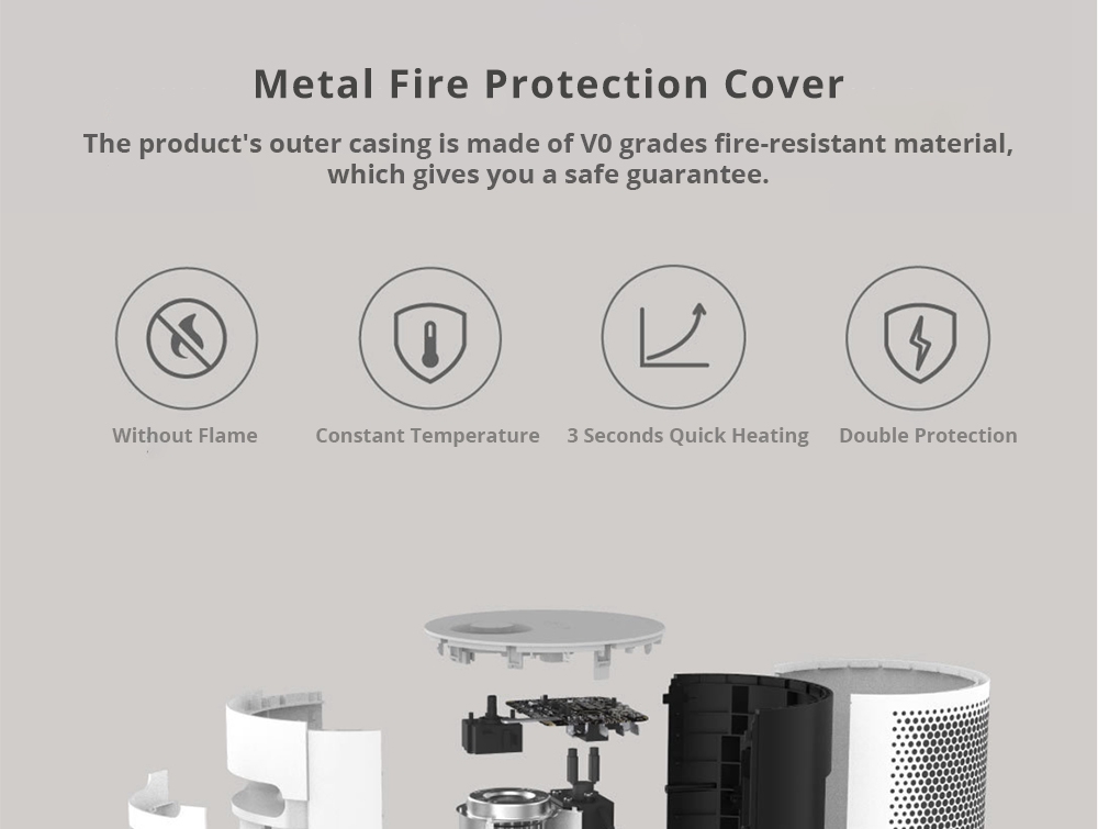 Xiaomi ARDOR Human Body Sensor Smart Space Heater Wide-angle Wind Over-heating Tip-over Design 3 Heat Settings - White