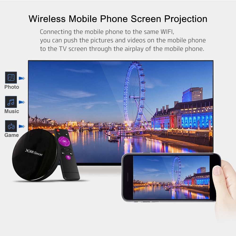 X88 Smart Android 9.0 RK3328 4GB/32GB 4K TV Box WiFi HDMI VP9 H.265 Decoding