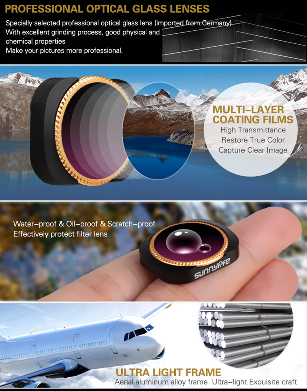 Sunnylife 4PCS ND-PL Lens Filter Set for DJI OSMO Pocket Handheld Gimbal