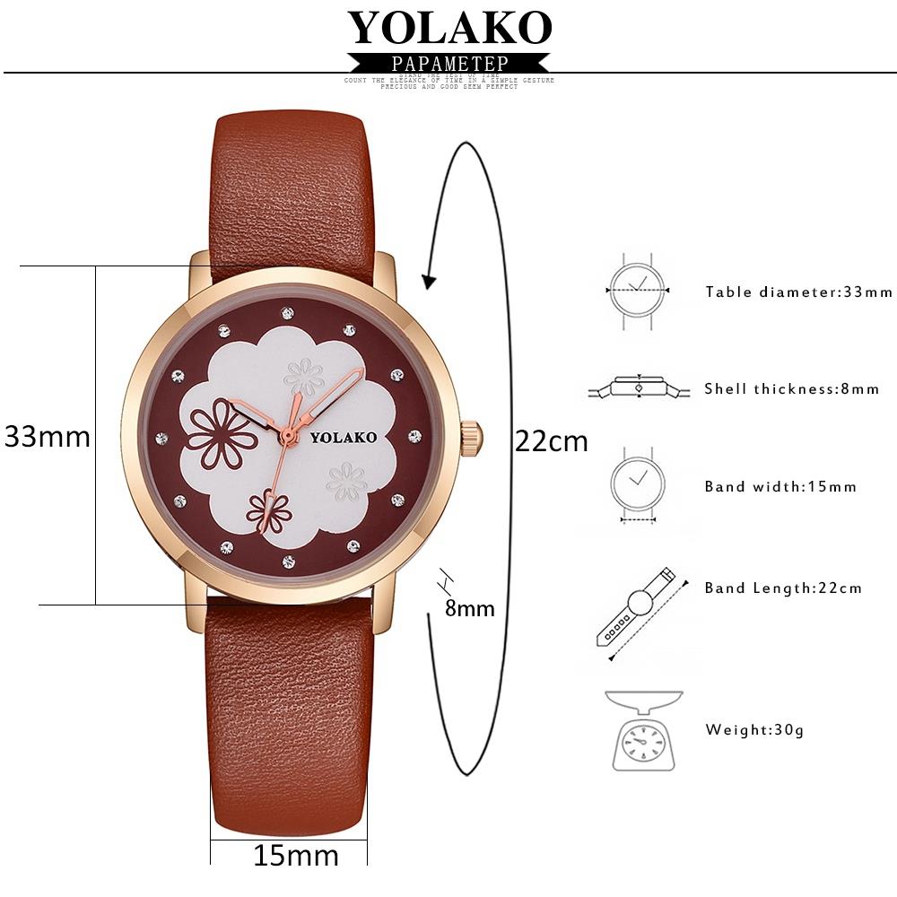 YOLAKO YK37 Women Quartz Watch PU Leather Strap Fashion Casual Watches - Light Blue
