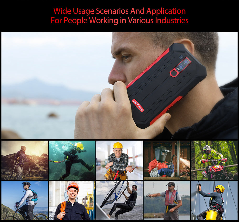 Ulefone Armor 6 6.2 Inch 4G LTE Smartphone Helio P60 6GB 128GB 21.0MP+13.0MP Dual Rear Cameras Android 8.1 IP68 NFC Wireless Charge - Red