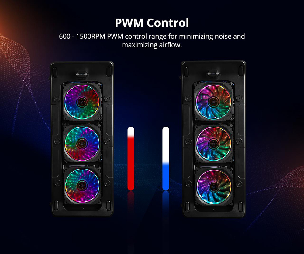 Tronsmart TF12 RGB 120mm PWM Cooling Fan with Controller 16 RGB LEDs Ultra-thin Blades Software Enabled 3 Pack