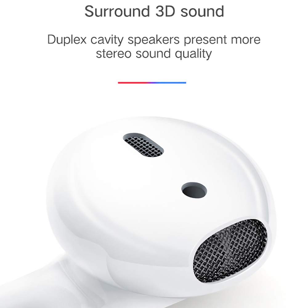 LK TE8 Wireless Bluetooth 5.0 Earbuds Touch Control Wireless Charging 3D Surround Sound Binaural Calls - White