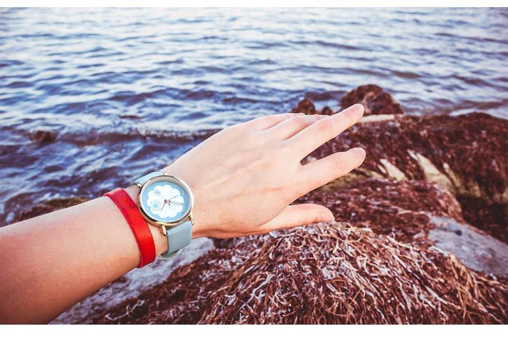 YOLAKO YK37 Women Quartz Watch PU Leather Strap Fashion Casual Watches - Light Blue