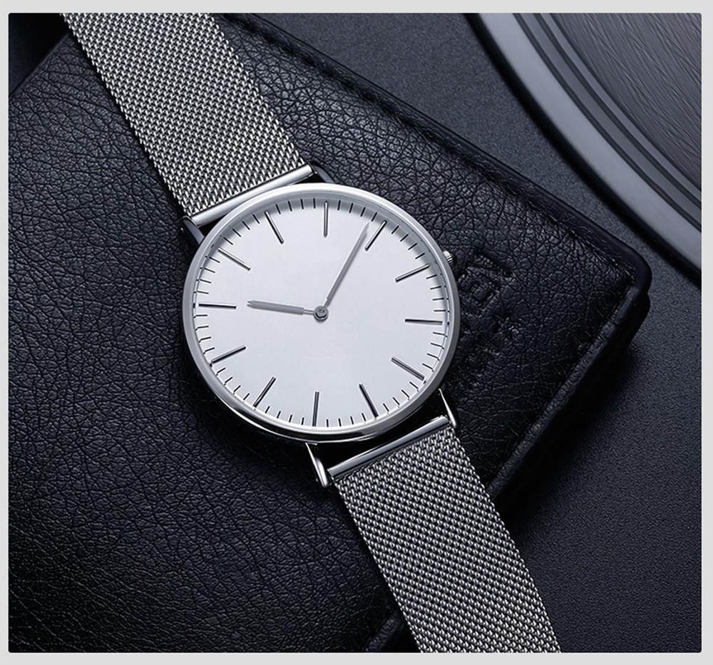 Xiaomi TwentySeventeen 5.5MM Ultra-thin Quartz Watch Synthetic Sapphire Lens Stainless Steel Strap - Black