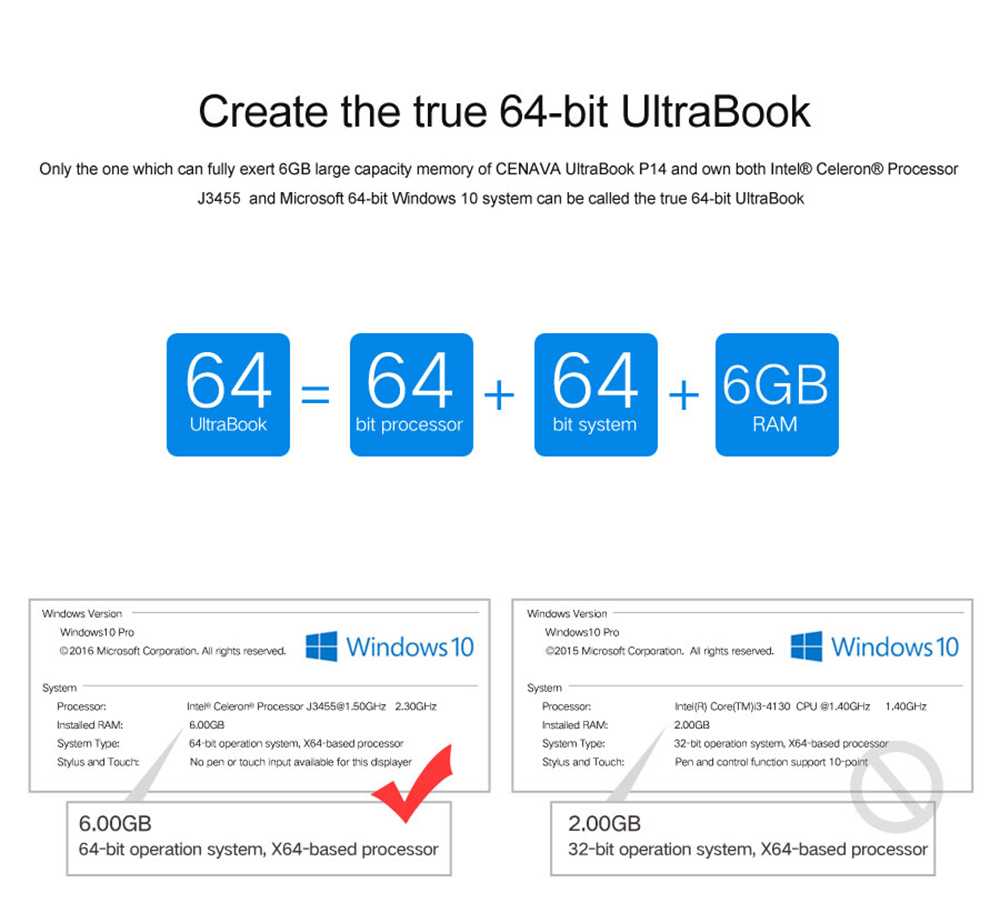 CENAVA P14 Laptop Intel celeron J3455 Quad Core 14" IPS Screen 1920*1080 Windows 10 6GB RAM 240GB SSD - Rose Gold