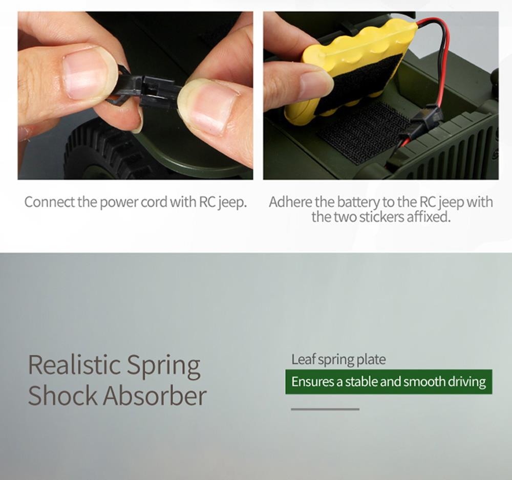 JJRC Q65 Transporter-6 2.4G 1:10 4WD Convertible Jeep Off-road RC Car Military Truck with Car Cloak RTR - Army Green