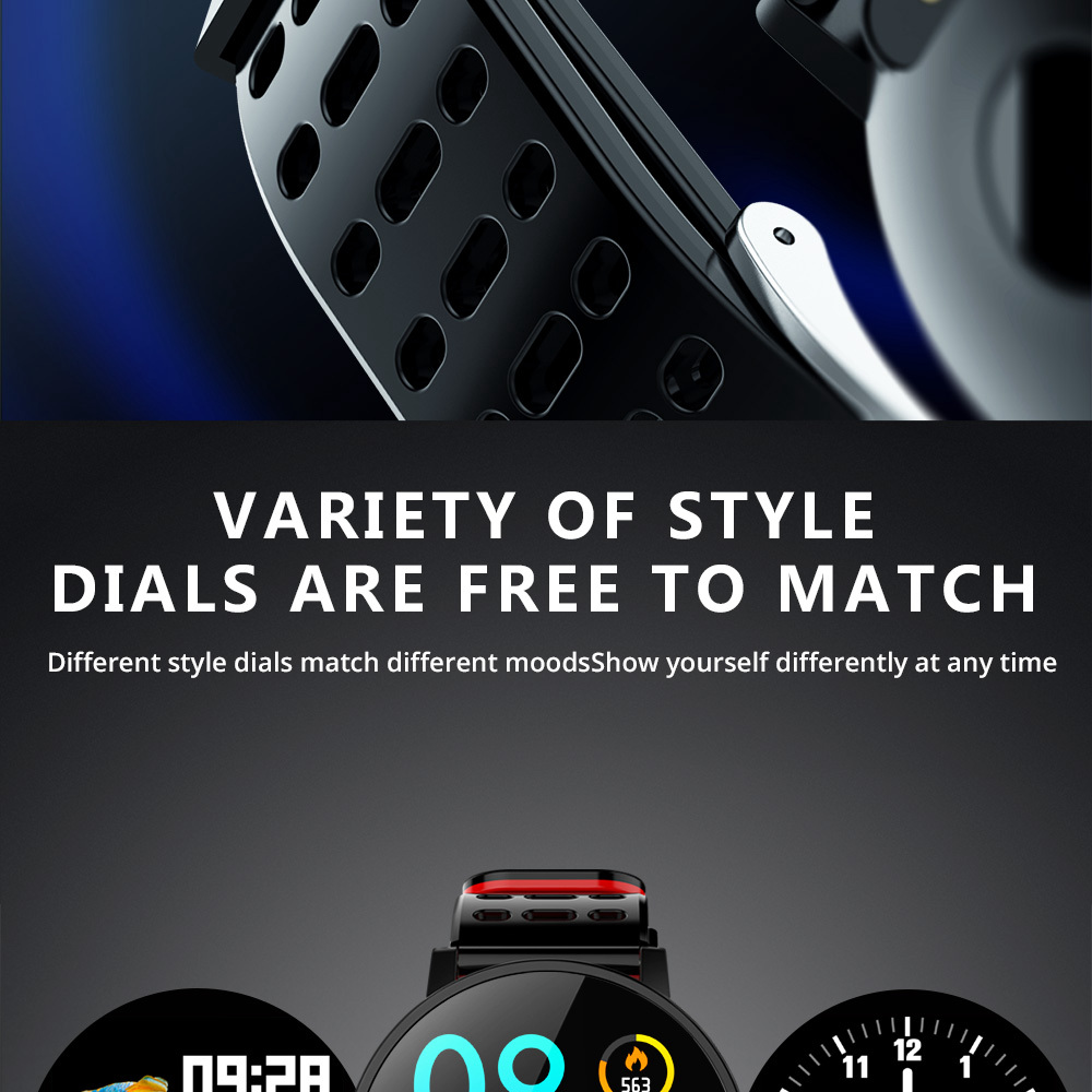 Makibes T3 Smart Watch 1.3 Inch IPS Screen Heart Rate Blood Pressure Monitor IP67 - Black