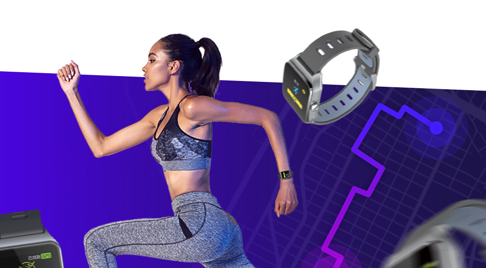 Makibes BR3 Smart Watch Support Strava 1.3 Inch IPS Color Touchscreen Built-in GPS Multi-sports Modes Heart Rate Monitor IP68 Waterproof Fitness Tracker - Gray