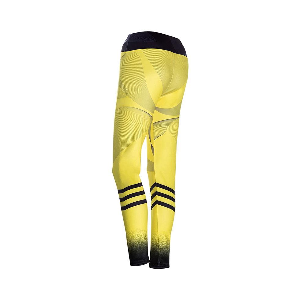 CK2245 Women Stripe Pattern Yoga Pants High-waist Leggings Size S - Yellow