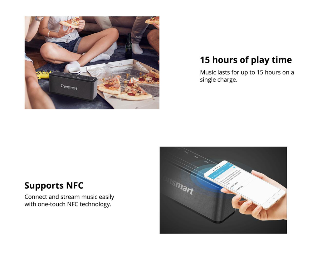 Tronsmart Element Mega SoundPulse&trade; Bluetooth Speaker with Powerful 40W Max Output 3D Digital Sound TWS Intuitive Touch Control - Gray