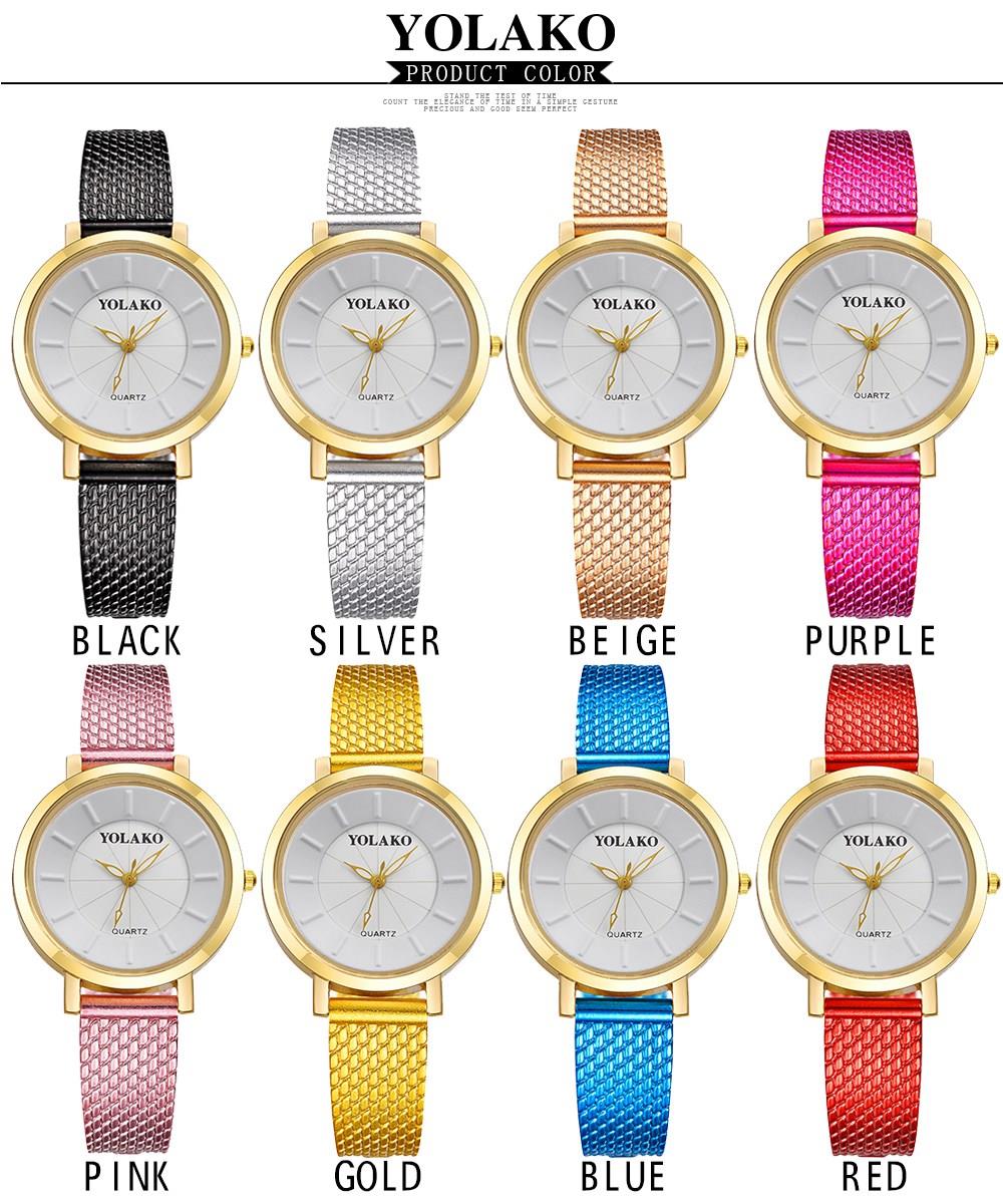 YOLAKO YK19 Women Casual Quartz Watch Plastic Leather Strap - Rose