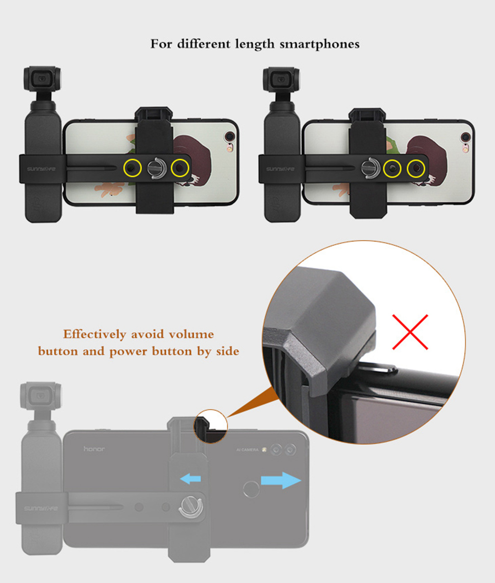 Sunnylife Phone Fixing Clamp + Extension Rod + Tripod for DJI OSMO Pocket Handheld Gimbal