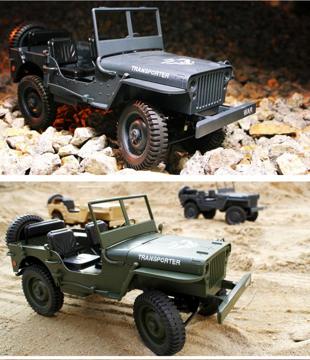 JJRC Q65 Transporter-6 2.4G 1:10 4WD Convertible Jeep Off-road RC Car Military Truck with Car Cloak RTR - Navy Blue