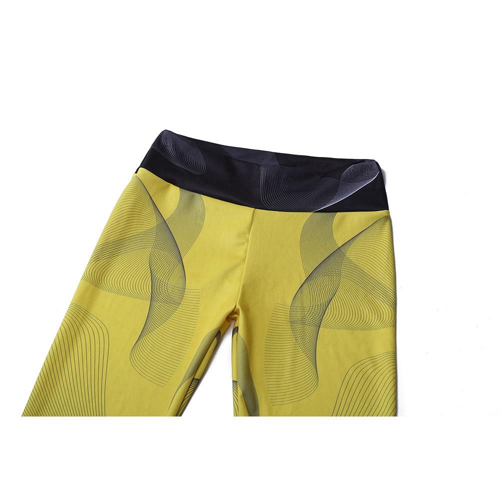 CK2245 Women Stripe Pattern Yoga Pants High-waist Leggings Size S - Yellow