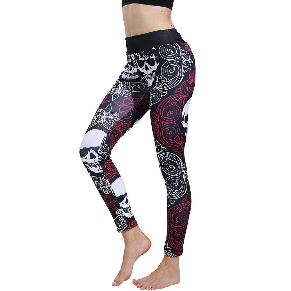 CK2241 Women Skeleton Pattern Yoga Pants High-waist Leggings Size S - Fuchsia