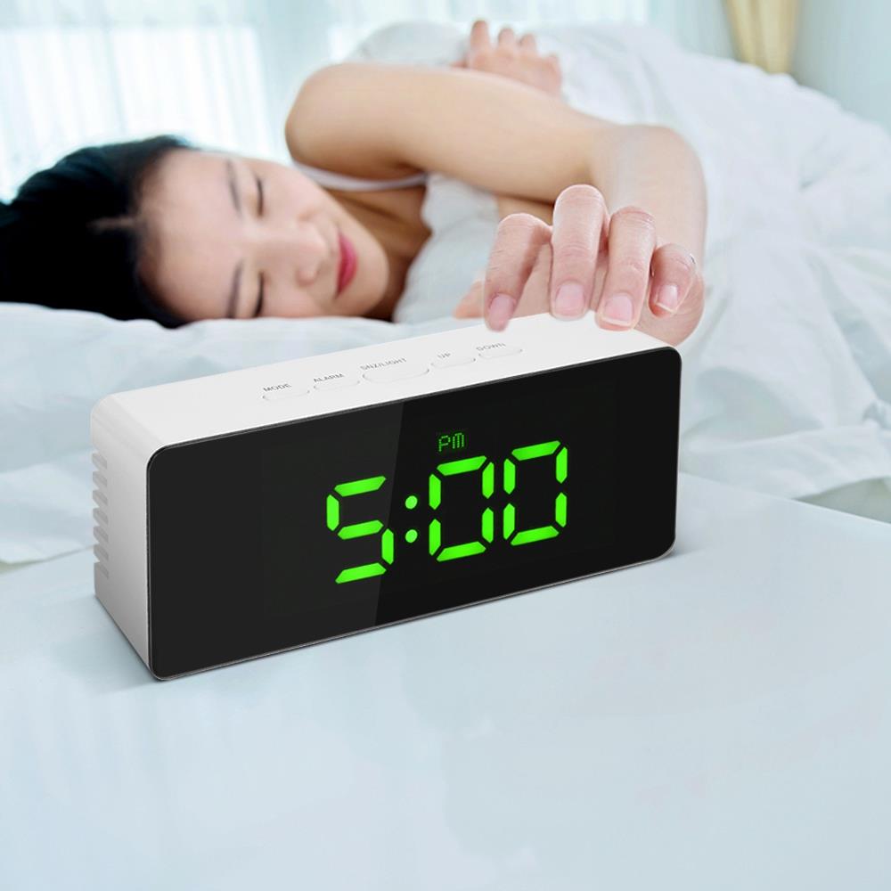 Rectangular LED Mirror Alarm Clock Green