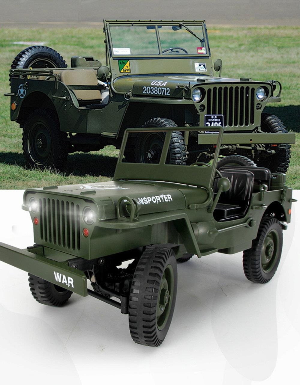 JJRC Q65 Transporter-6 2.4G 1:10 4WD Convertible Jeep Off-road RC Car Military Truck with Car Cloak RTR - Army Green