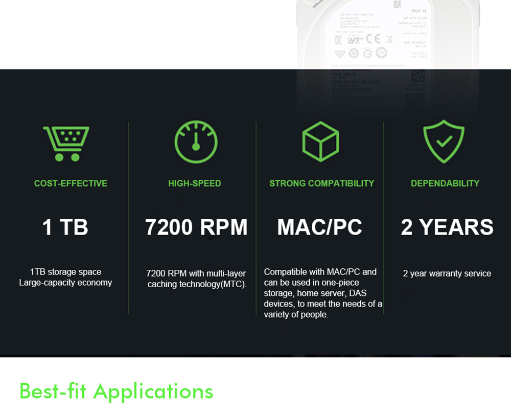 Seagate BarraCuda ST1000DM010 1TB Desktop HDD Internal Hard Drive 3.5 Inch 7200 RPM SATA 6Gb/s 64MB Cache Memory - Silve