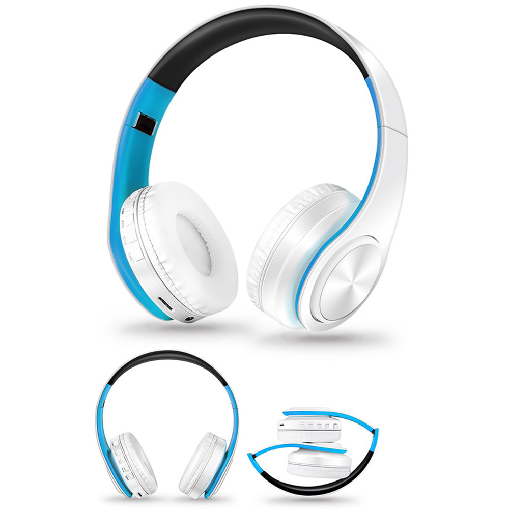 M3 Foldable Wireless Bluetooth Headphones Stereo Sound Support TF Card FM - Blue + White