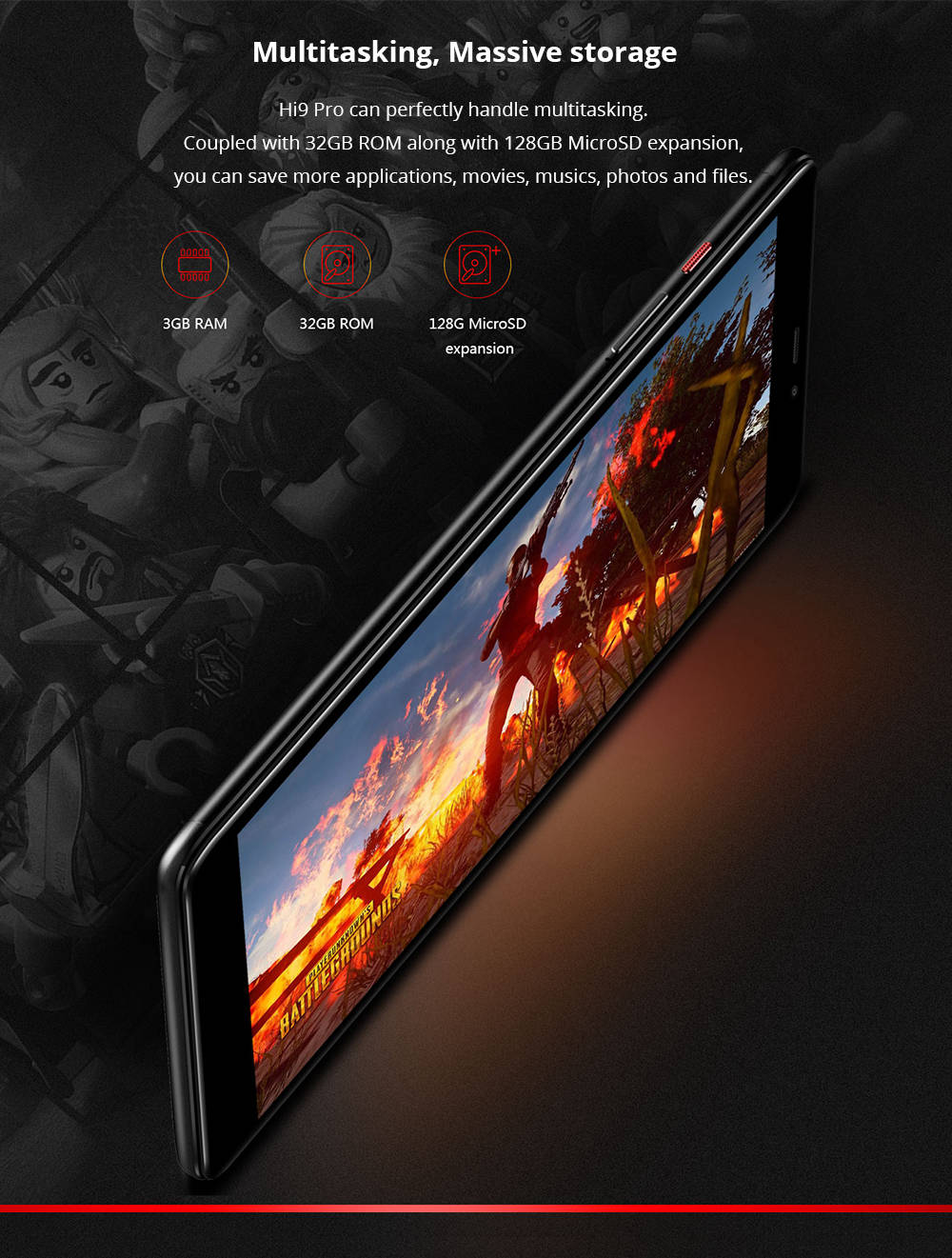 Chuwi Hi9 Pro 4G LTE Phablet MTK6797 Deca Core 8.4" IPS 2K 2560*1600 3GB RAM 32GB ROM Android 8.0 Dual SIM Dual Standby Built-in GPS GLONASS - Black