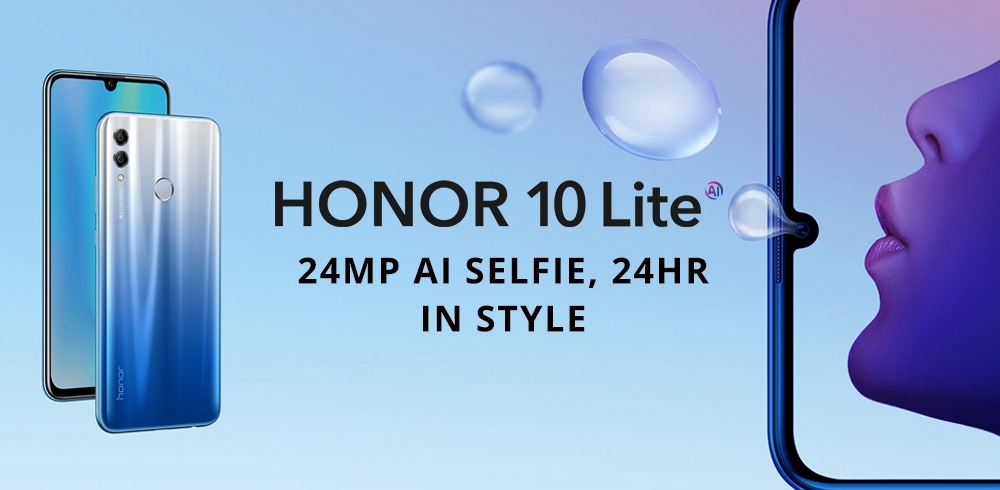 HUAWEI Honor 10 Lite 6.21 Inch 4G LTE Smartphone Kirin 710 6GB 128GB 13.0MP+2.0MP Dual Rear Cameras Android 9.0 Touch ID - Black