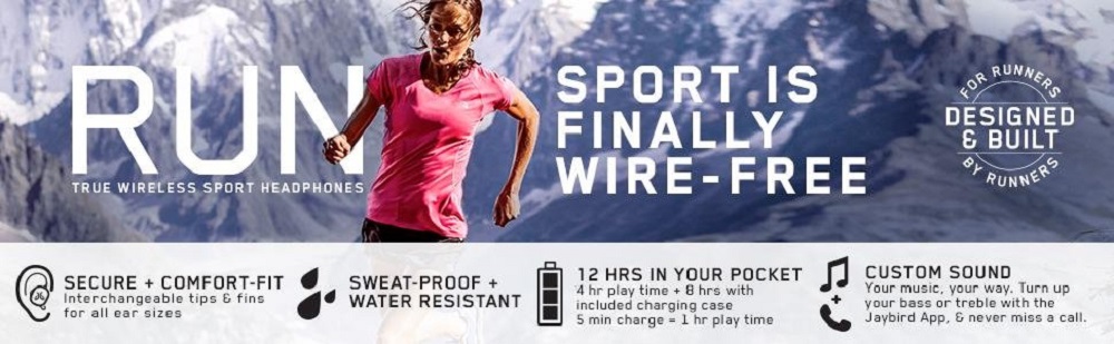 Logitech JAYBIRD RUN TWS Bluetooth Earbuds 4 Hours Working Time Water Resistant - White