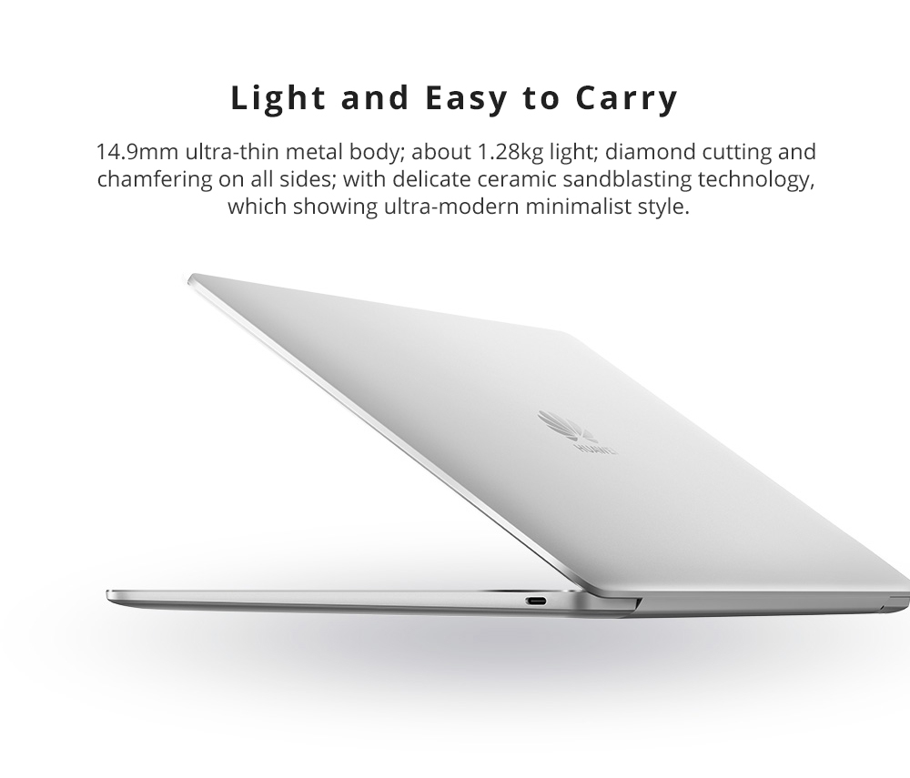 Huawei MateBook 13 laptop Intel Core i5-8265U Quad Core GeForce MX150 2GB DDR5 13" IPS Screen 2160x1440 8GB DDR3 512GB SSD - Grey