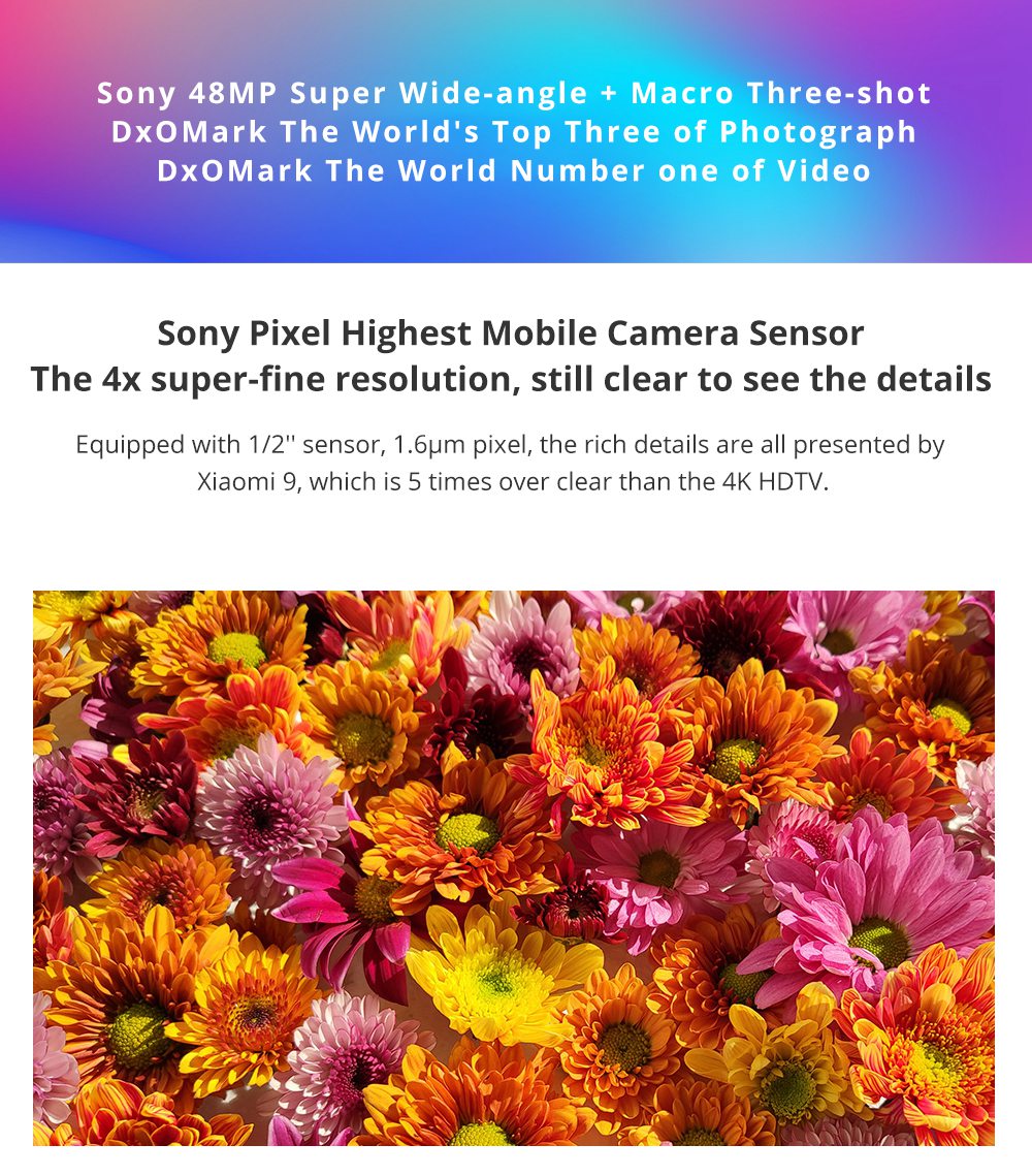 Xiaomi Mi 9 6.39 Inch 4G LTE Smartphone Snapdragon 855 6GB 128GB 48.0MP + 12.0MP + 16.0MP Drievoudige achteruitrijcamera's MIUI 10 In-display Vingerafdruk NFC snelladen - grijs