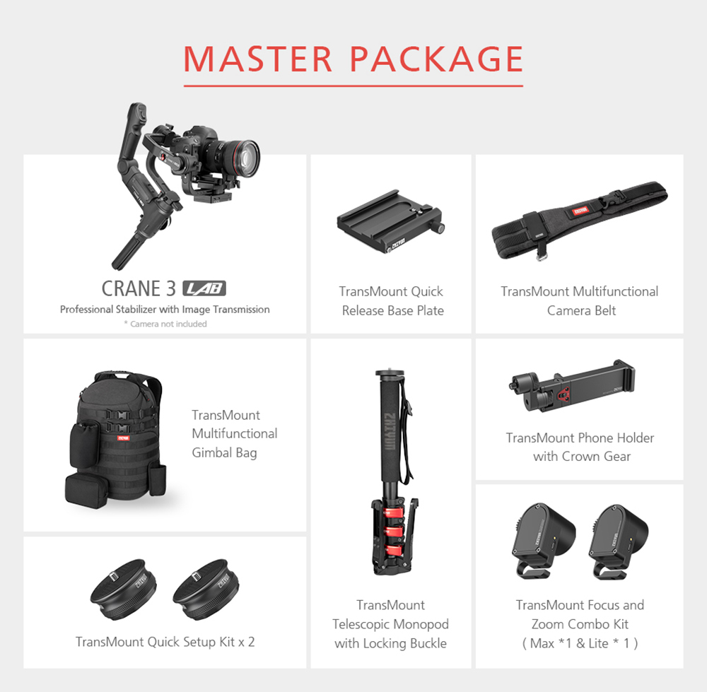 Zhiyun Crane 3 LAB 3-Axis Wireless FHD Brushless Handheld Gimbal Stabilizer for DSLR Camera - Creator Version