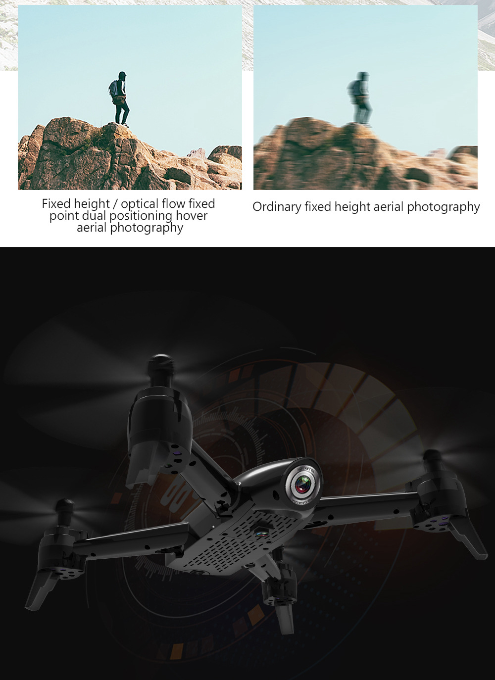 SG106 1080P WiFi FPV RC Drone Optical Flow Positioning RTF Black - Three Battery