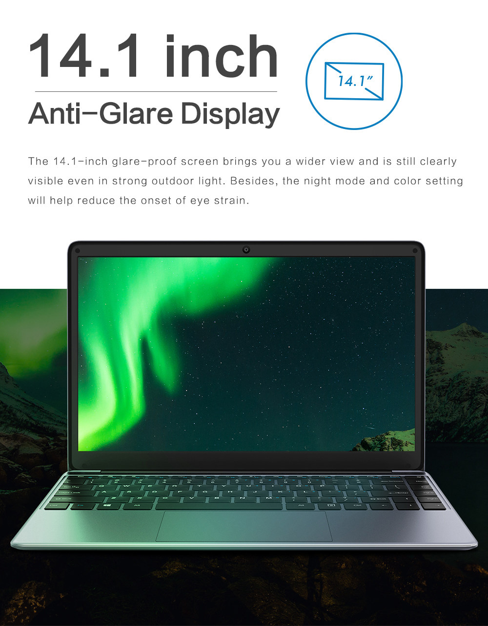 Chuwi HeroBook Laptop Intel Atom x5-E8000 Quad Core 14.1 Inch 1366x768 4GB RAM 64GB ROM Windows 10 - Grey