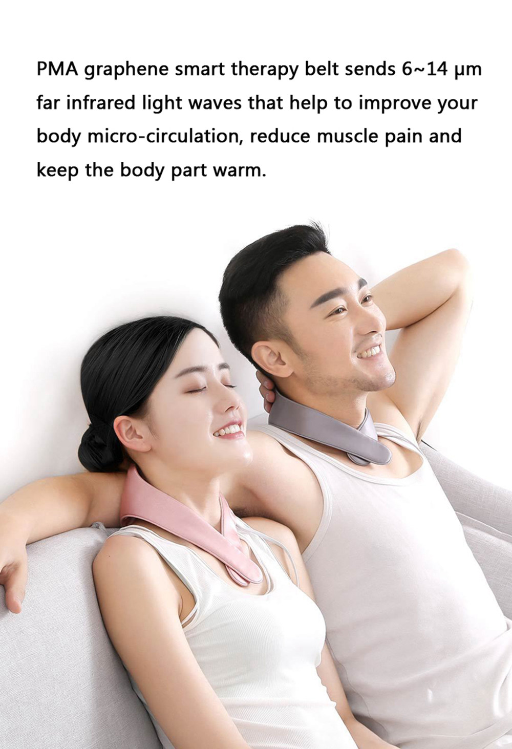 Xiaomi PMA Graphene Therapy Heating Neck Massager 100% Silk Breathable Ultralight Neck Support Strap - Pink