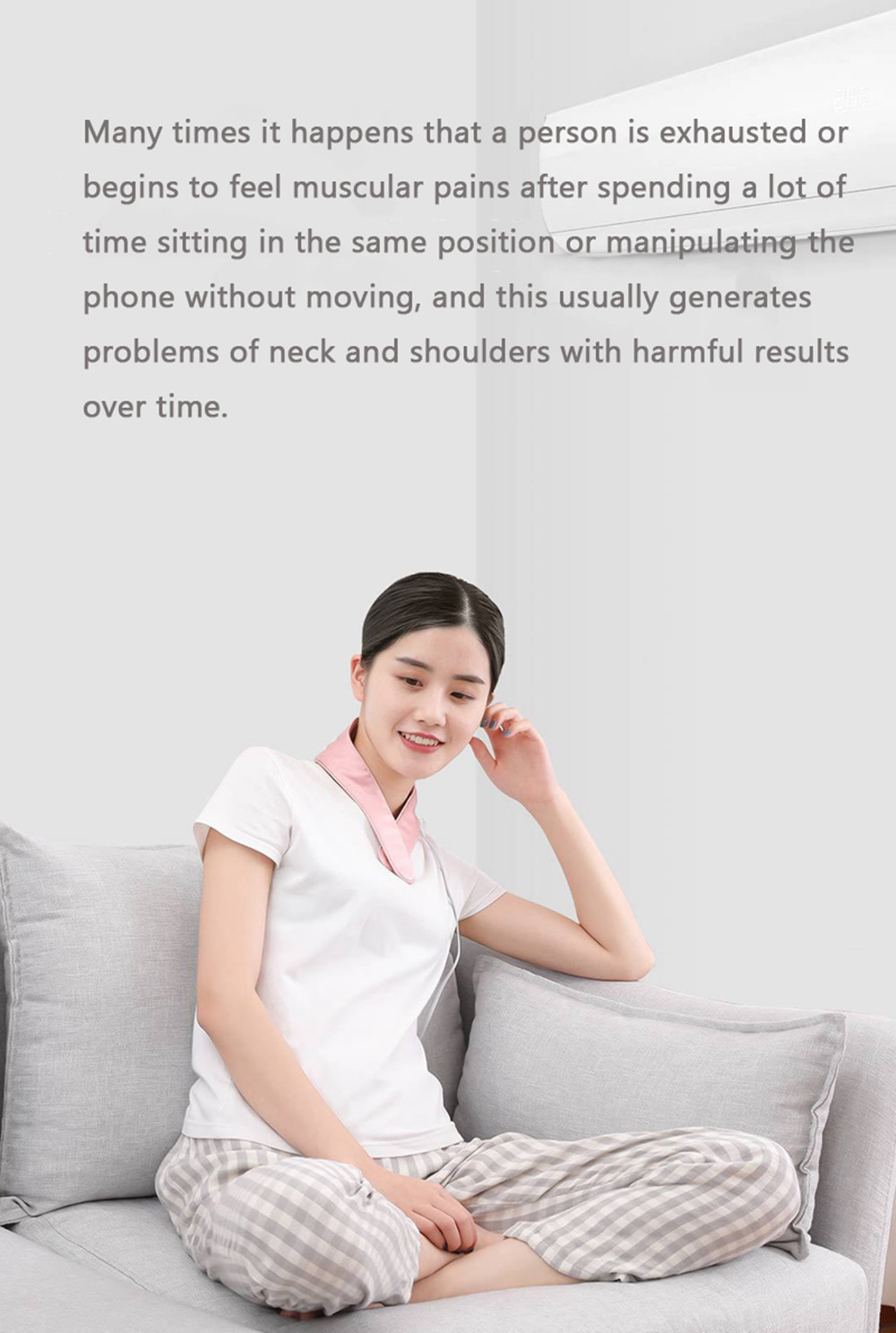 Xiaomi PMA Graphene Therapy Heating Neck Massager 100% Silk Breathable Ultralight Neck Support Strap - Pink
