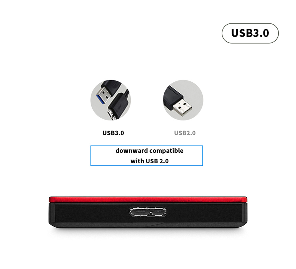 Seagate Backup Plus Slim STDR2000303 2TB Portable External Hard Drive 2.5 Inch USB 3.0 For Desktop Laptop - Red