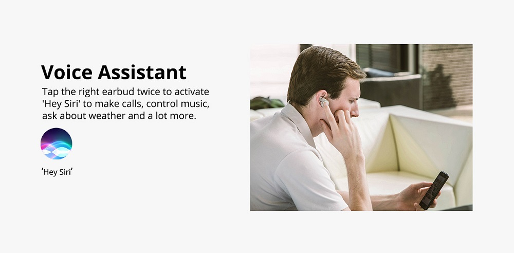 Tronsmart Encore Spunky Buds Bluetooth 5.0 TWS Earbuds 12 Hours Playtime Siri Assistant IPX5 Water Resistant - White