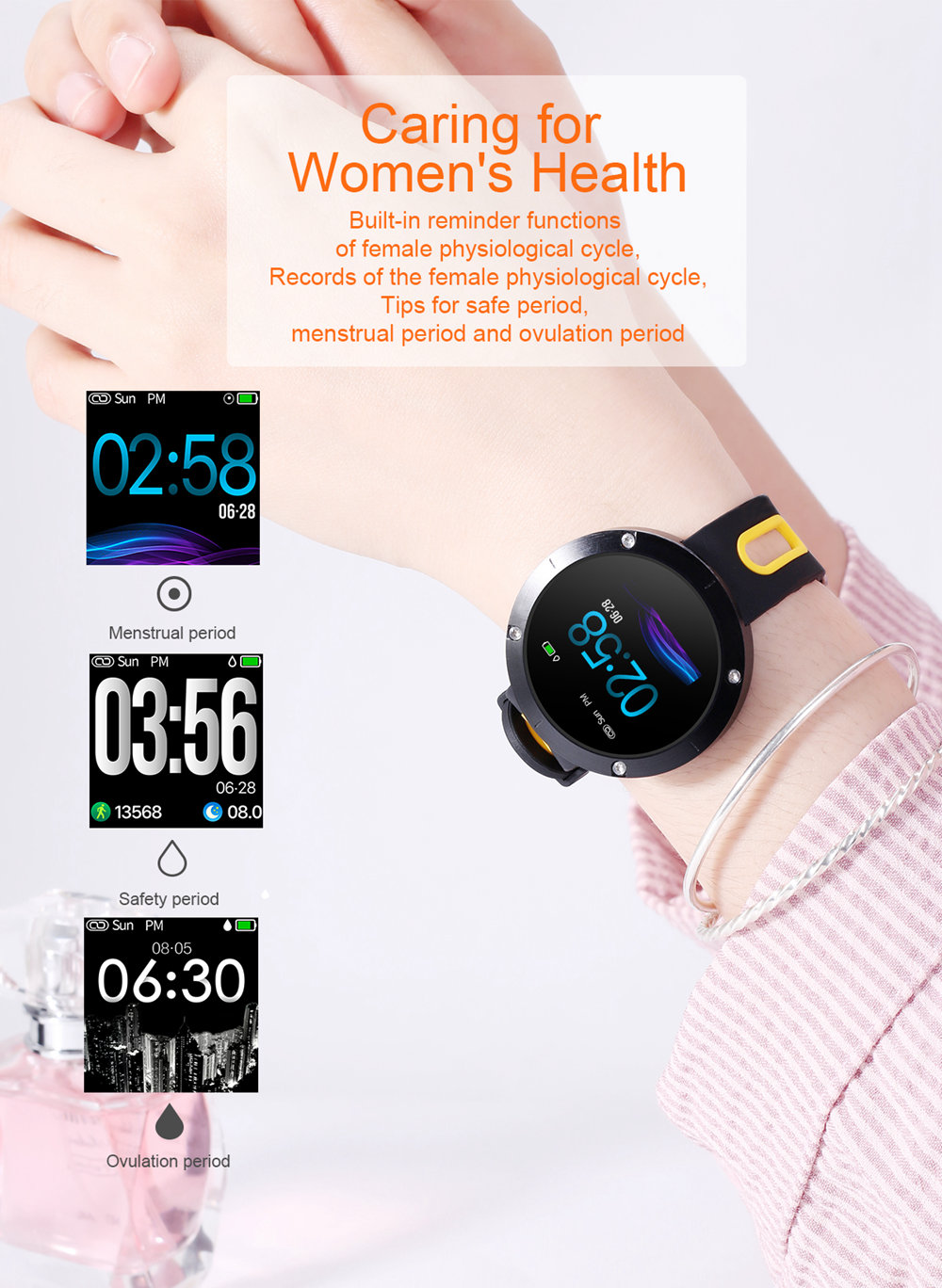 Makibes DM58 Plus Smart Watch 1.22 Inch IPS Screen Heart Rate Monitor Health Tracker IP68 - Black