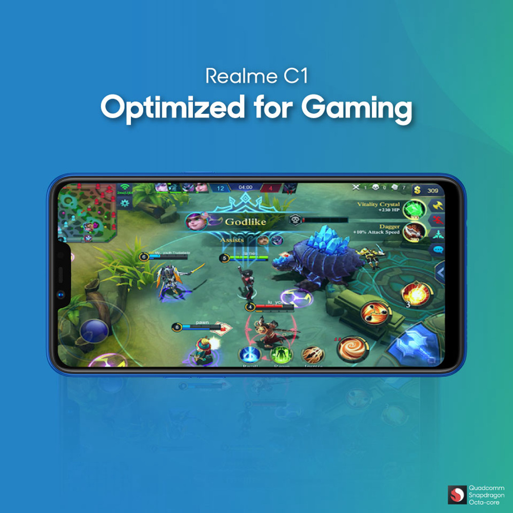 Realme C1 6.2 Inch 4G LTE Smartphone Snapdragon 450 2GB 16GB 13.0MP+2.0MP Dual Rear Cameras Android 8.1 Face Unlock Global Version - Black