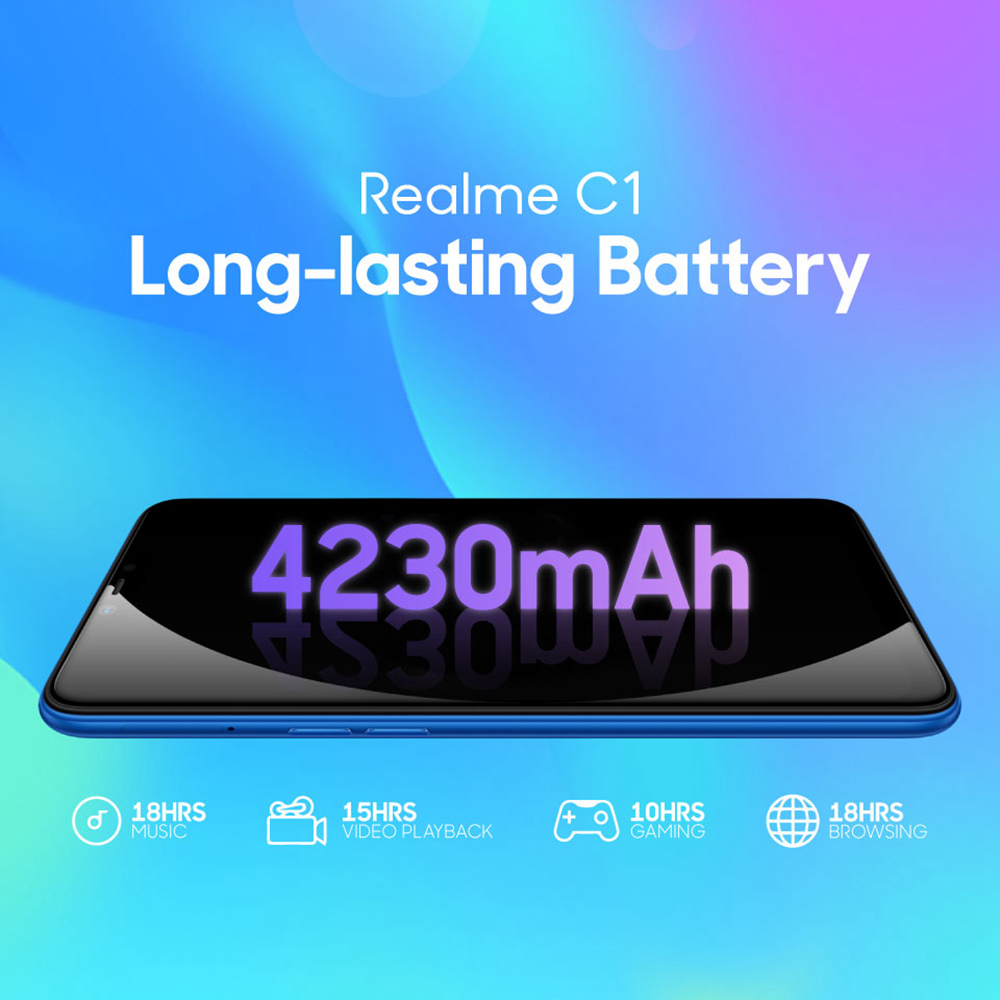 Realme C1 6.2 Inch 4G LTE Smartphone Snapdragon 450 2GB 16GB 13.0MP+2.0MP Dual Rear Cameras Android 8.1 Face Unlock Global Version - Blue