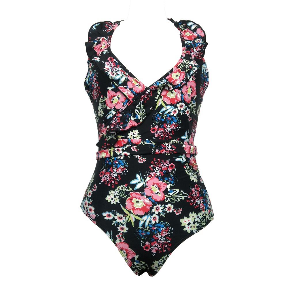 BK82 Women Floral One-piece Swimsuit Size L - Multi-color