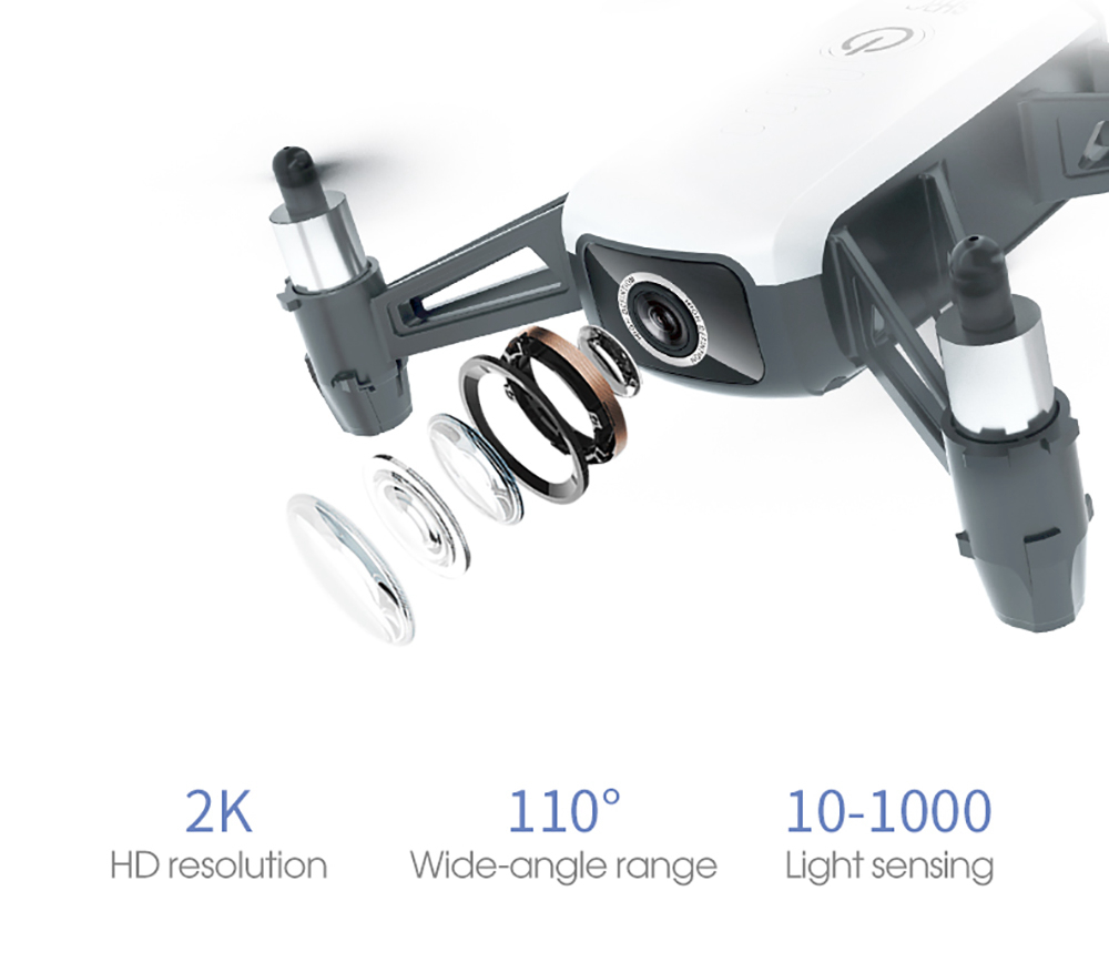 SHRC H2 Locke 2K WIFI FPV RC Quadcopter Smart Follow Optical Flow Positioning Mode RTF White - Three Battery