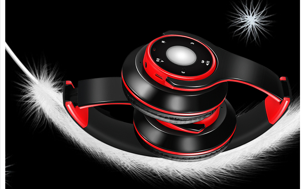 SG8 Foldable Wireless Bluetooth Headphones Support FM Radio TF Card for Phone Tablet - Red + Black
