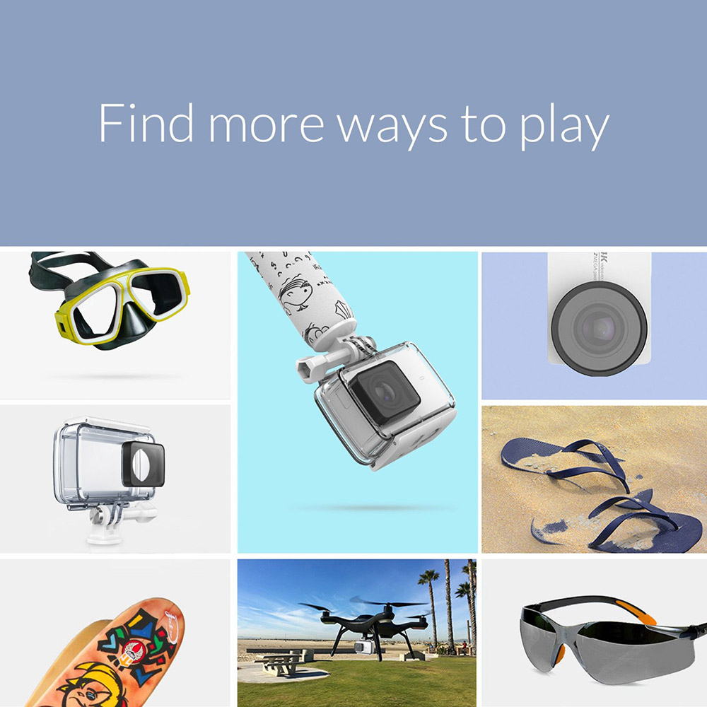 Xiaoyi YI 4K Action Camera 2 US Edition + Selfie Stick + Bluetooth Remote Controller Kits - Black