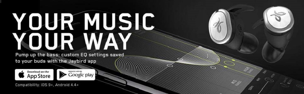 Logitech JAYBIRD RUN TWS Bluetooth Earbuds 4 Hours Working Time Water Resistant - Black