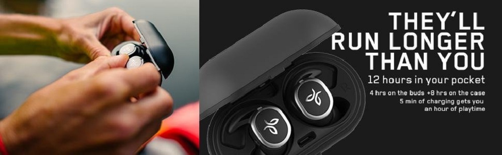 Logitech JAYBIRD RUN TWS Bluetooth Earbuds 4 Hours Working Time Water Resistant - Black